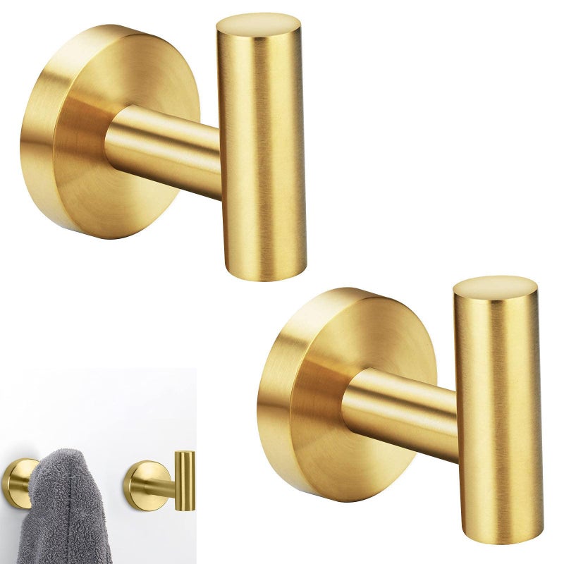 2 haczyki przyssawkowe, uchwyt na ręcznik ze stali nierdzewnej, haczyk ścienny, bez konieczności wiercenia otworów, nośność 6 kg, złoty