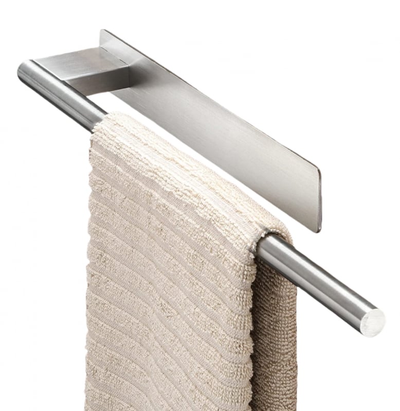 Samoprzylepny wieszak na ręczniki ze szczotkowanej srebrnej stali nierdzewnej 304 do łazienek i kuchni.