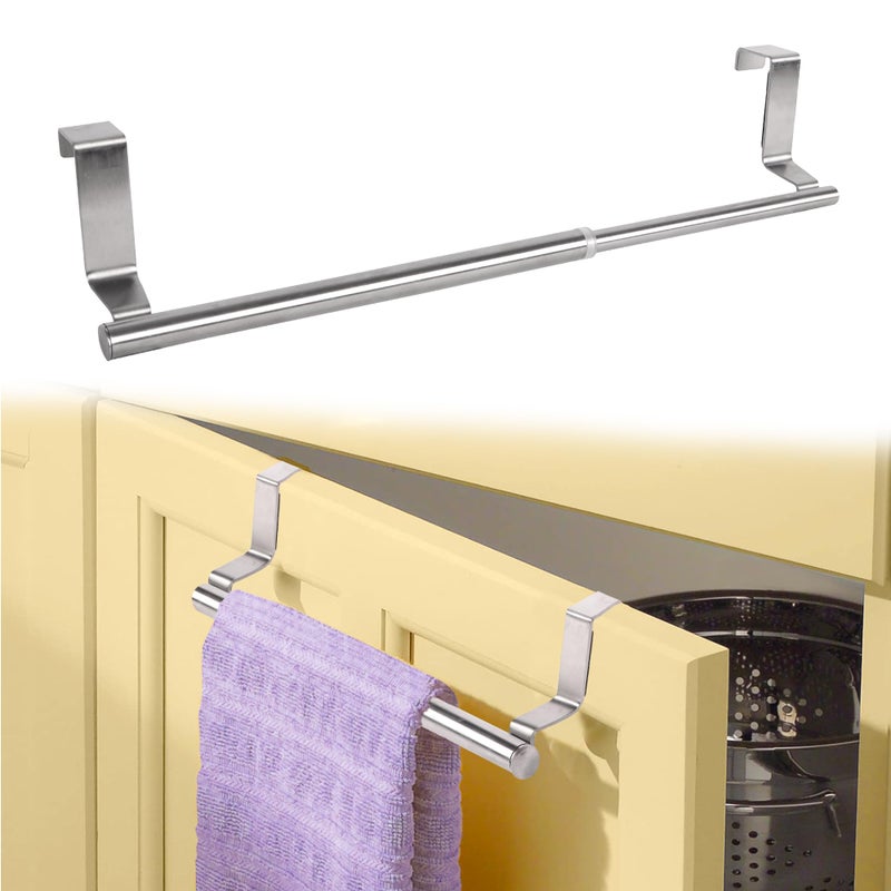 Wieszak na ręczniki nad drzwiami – Wysuwany wieszak na ręczniki ze stali nierdzewnej do kuchni, łazienki, szafki, szuflady