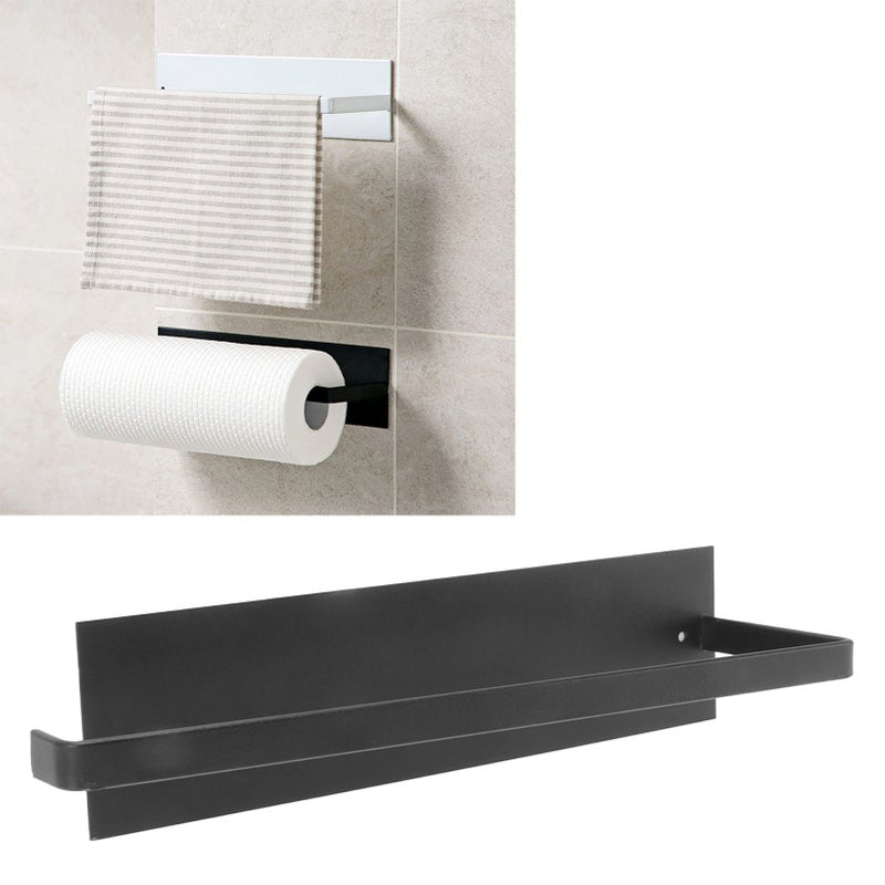 Elegancki, prosty i wytrzymały uchwyt na ręczniki papierowe, samoprzylepny, do szafek kuchennych i łazienkowych, czarny