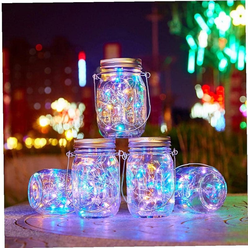 Słoik solarny Mason Przezroczysta pokrywka światłami długości diod LED Lampa Wisząca Latarnia Przyjęcie Ogrodzie Ślub kolorowa dekoracja świetlna szt