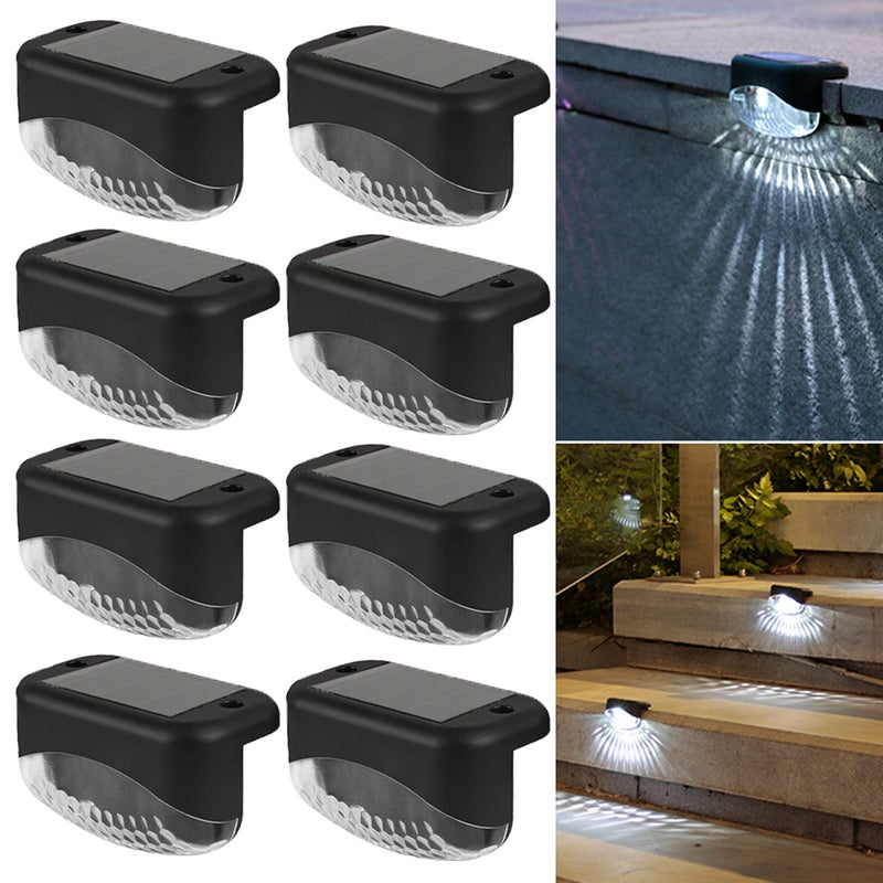 Zestaw 8 lamp solarnych z białym światłem, lampki nocne zewnętrzne, lampy dekoracyjne ogrodowe, lampy schodowe, lampy LED