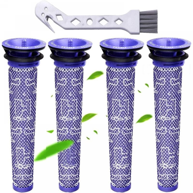 Filtr, odpowiedni do odkurzacza Dyson DC58 DC59 DC61 DC62 DC74 V6 V7 V8, filtr zamienny, 4 sztuki + darmowa szczotka z łabędzią szyją (V6)