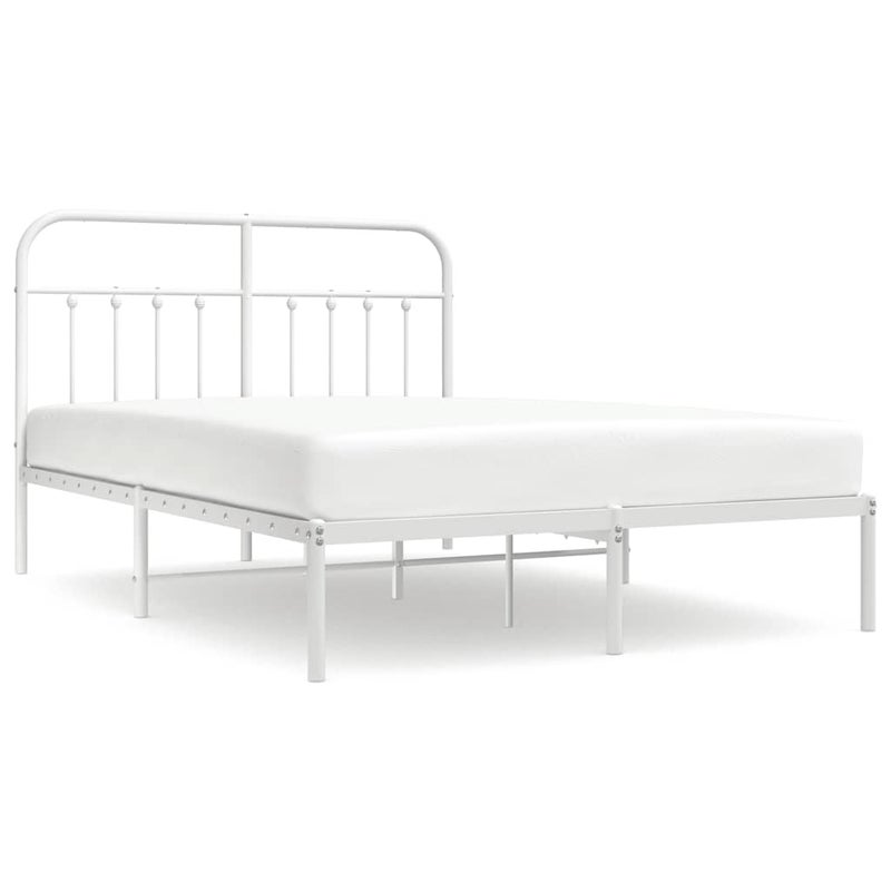 Łóżko Białe Metalowe Rama Łóżka Ze Stelażem Do Sypialni Pokoju 140x190 cm