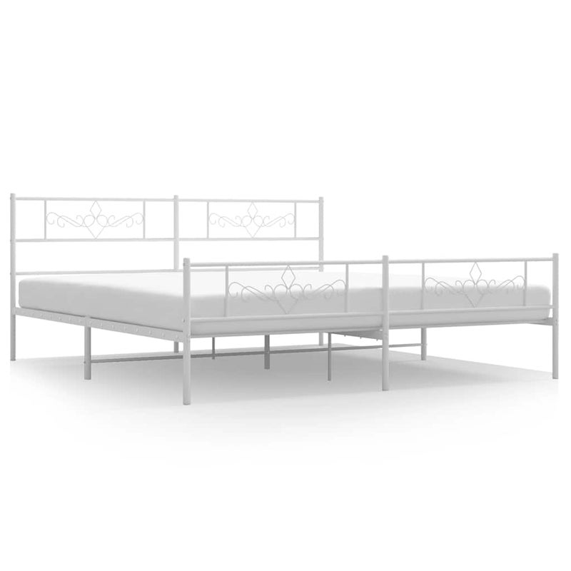 Łóżko Białe Metalowe Rama Łóżka Ze Stelażem Do Sypialni Pokoju 183x213