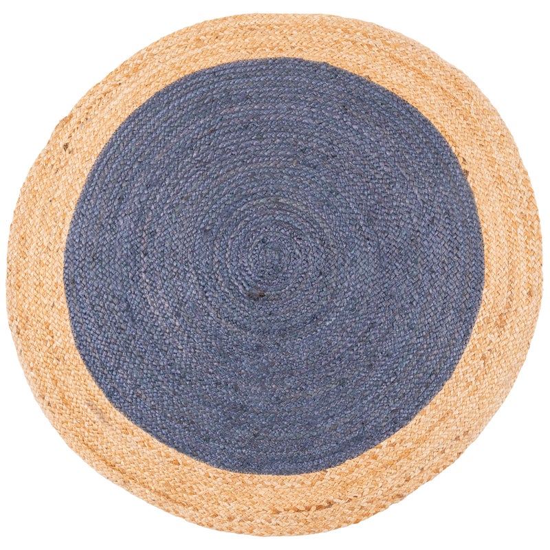 Dywan z juty okrągły beżowo-granatowy śr. 120 cm