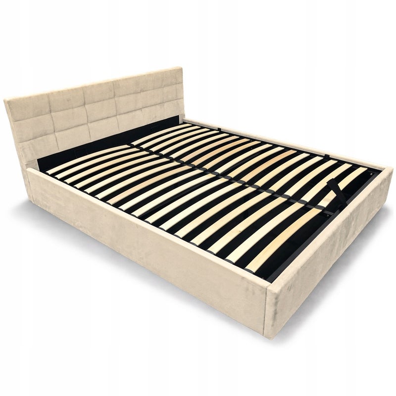 Łóżko tapicerowane z pojemnikiem i stelażem LT104 Modulo 160x200x81 krem