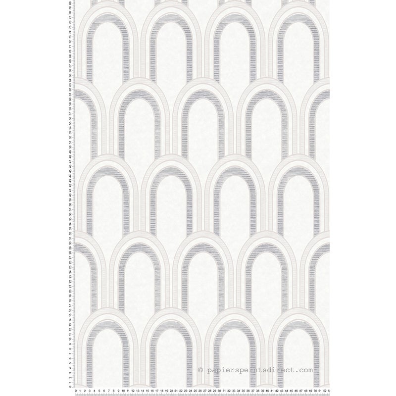 Tapeta motyw art déco białym,szarym,srebrnymImetalicznym - 53 cm x 10.05 m - LIVINGWALLS