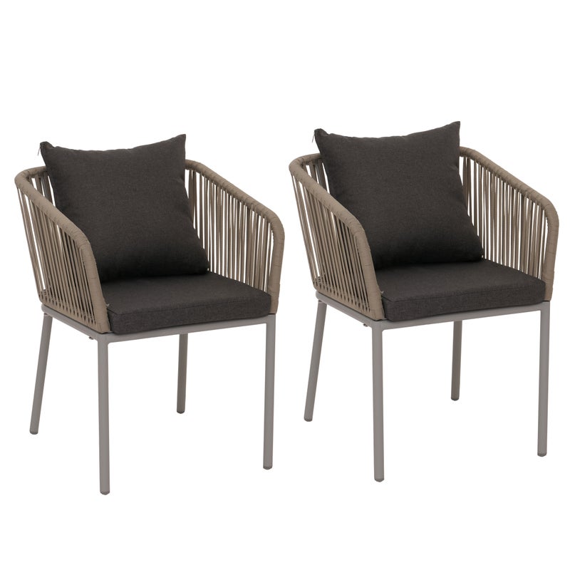 Zestaw 2 krzeseł ogrodowych HWC-N41, szary, ciemnoszara poduszka