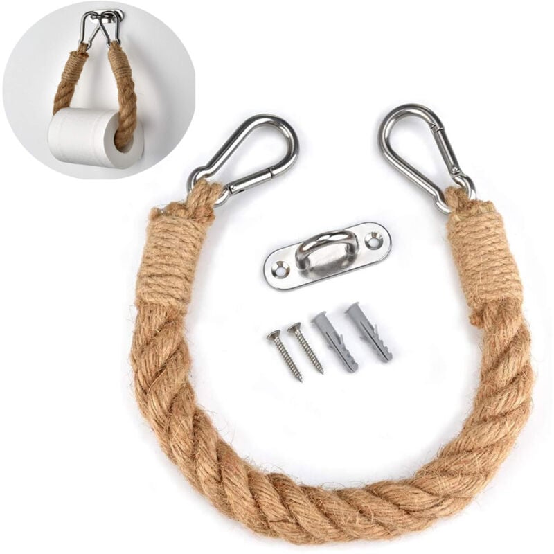 Uchwyt na papier toaletowy, wieszak na ręczniki z przemysłowego sznura konopnego, dekoracja do toalety, łazienki, wanny
