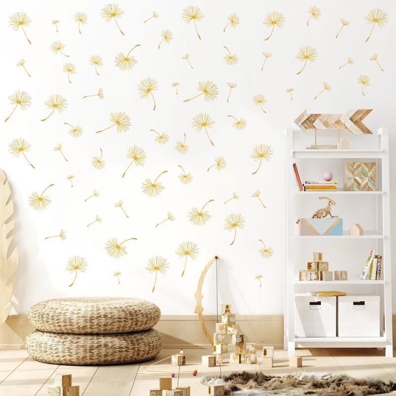 Naklejki ścienne Kwiat dmuchawca Naklejka Ścienna Rośliny Złote Dekoracja Okna Naklejki Salon Łazienka Pokój Dziecięcy Dekoracja dla Niemowląt