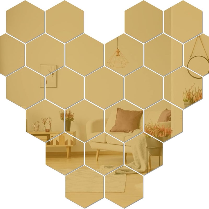 Naklejka ścienna z lustrem szt zdejmowana naklejka lustrzana DIY akrylowa dekoracja ścienna lustrzana płytka sześciokątna naklejka lustrzana złota