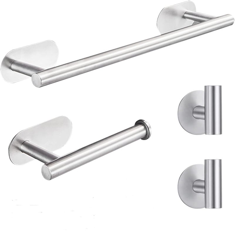 4-częściowy zestaw akcesoriów łazienkowych, uchwyt na papier toaletowy ze stali nierdzewnej, srebrny haczyk na szlafrok