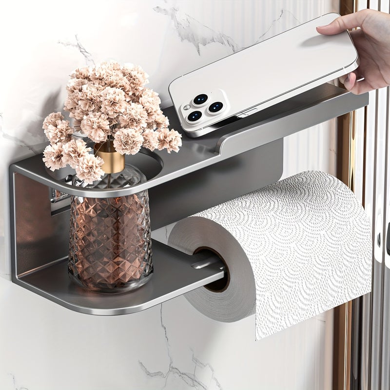 Zestaw 2 nieperforowanych uchwytów ściennych na ręczniki papierowe, wielofunkcyjny organizer łazienkowy, szary