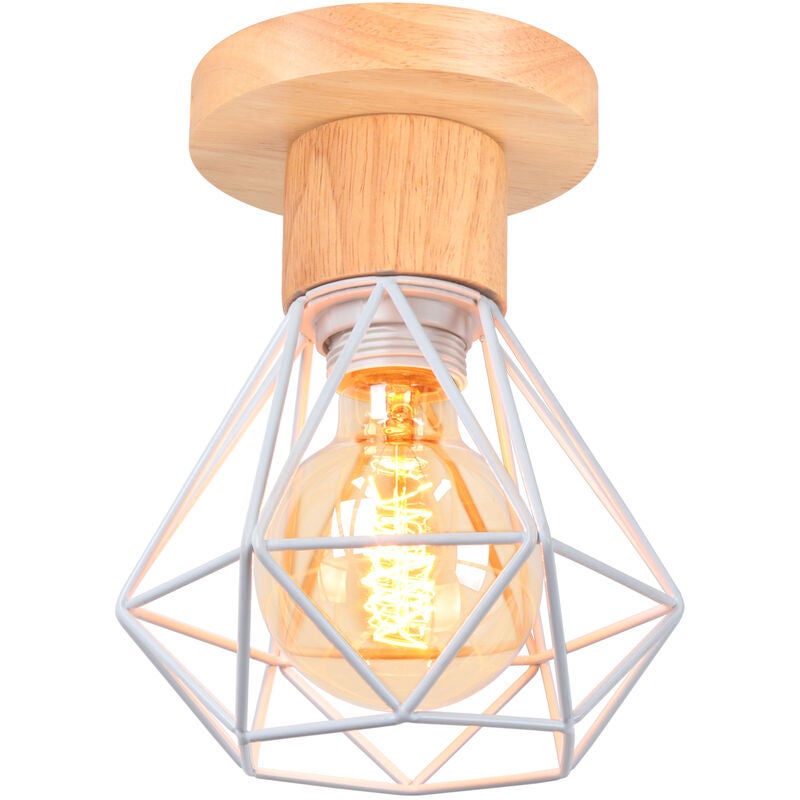 Lampa sufitowa, przemysłowa lampa sufitowa, lampa sufitowa retro z metalową klatką, lampa sufitowa vintage, ciepłe światło 3000 K (białe)