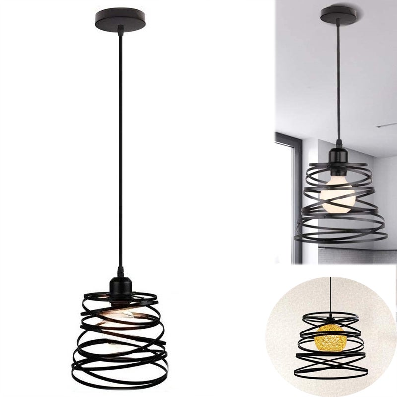 Lampa z kloszem industrialna lampa sufitowa metalowa lampa wisząca LED konstrukcja klatkowa do jadalni salonu sypialni kawiarni bez żarówek