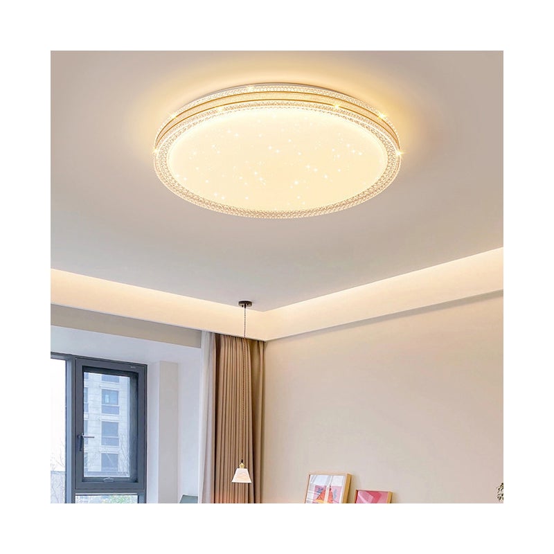 Kryształowa lampa sufitowa LED 48 W, nowoczesna lampa sufitowa LED z pilotem, energooszczędny okrągły żyrandol LED, ciepłe światło 3000 K, φ40 cm