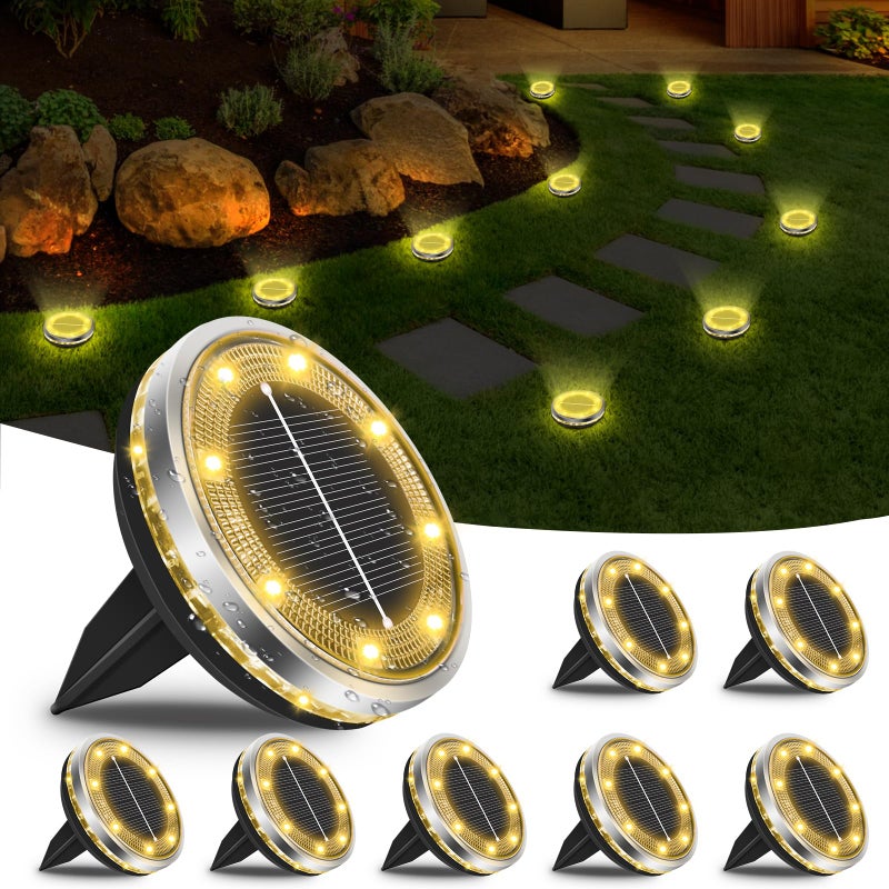 Zestaw zewnętrznych lamp ulicznych zasilanych energią słoneczną ciepłe białe światło wodoodporność do ogrodu trawnika ścieżki patio podjazdu