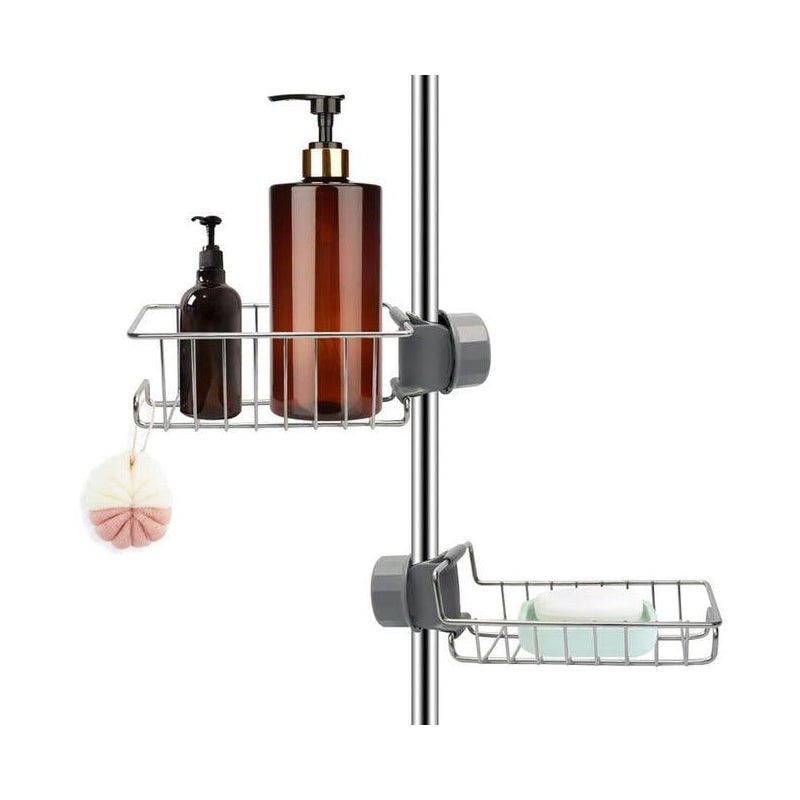 Zestaw 2 półek prysznicowych ze stali nierdzewnej bez wiercenia, teleskopowa półka łazienkowa ze stali nierdzewnej, wspornik prysznicowy