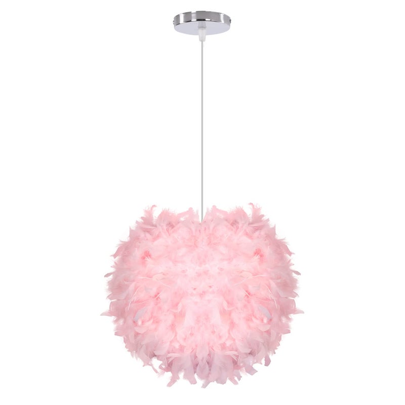 Nowoczesna lampa wisząca z piór, klosz z gęsich piór, styl skandynawski, do sypialni i jadalni, 40 cm (żarówki nie są dołączone)