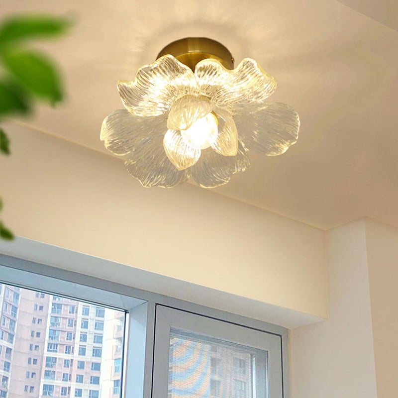Lampa sufitowa z żywicy w kształcie płatka w stylu retro mosiądz złoty liść Ochrona oczu w pełnym spektrum światło trójkolorowe Oprawka V