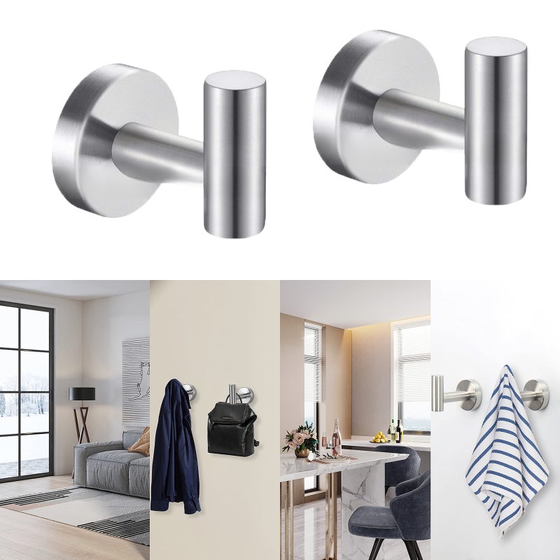 Zestaw 2 haczyków na ręczniki z przyssawką, haczyki ze stali nierdzewnej, haczyki ścienne, bez konieczności wiercenia otworów, nośność 6 kg