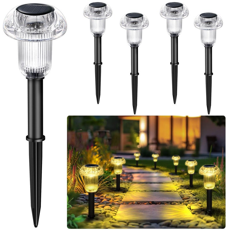 Zewnętrzne lampy solarne - 4 sztuki Ciepłobiałe lampy solarne w kształcie grzybów do ścieżek IP65 Wodoodporne lampy solarne
