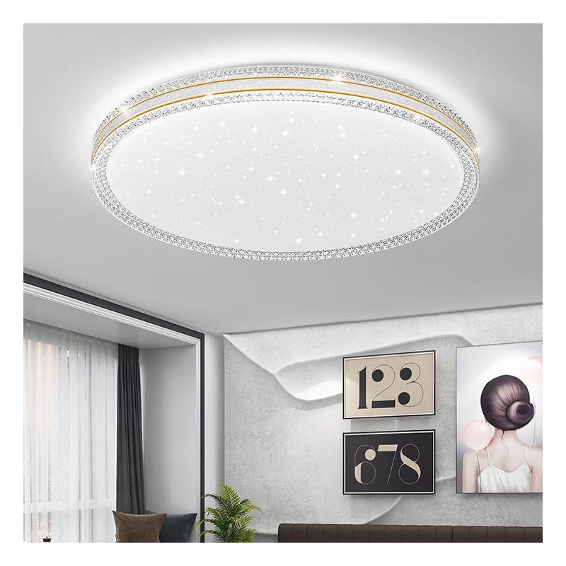 Kryształowa lampa sufitowa LED 48 W, nowoczesna lampa sufitowa LED z pilotem, energooszczędny okrągły żyrandol LED, białe światło 6000 K, φ 40 cm