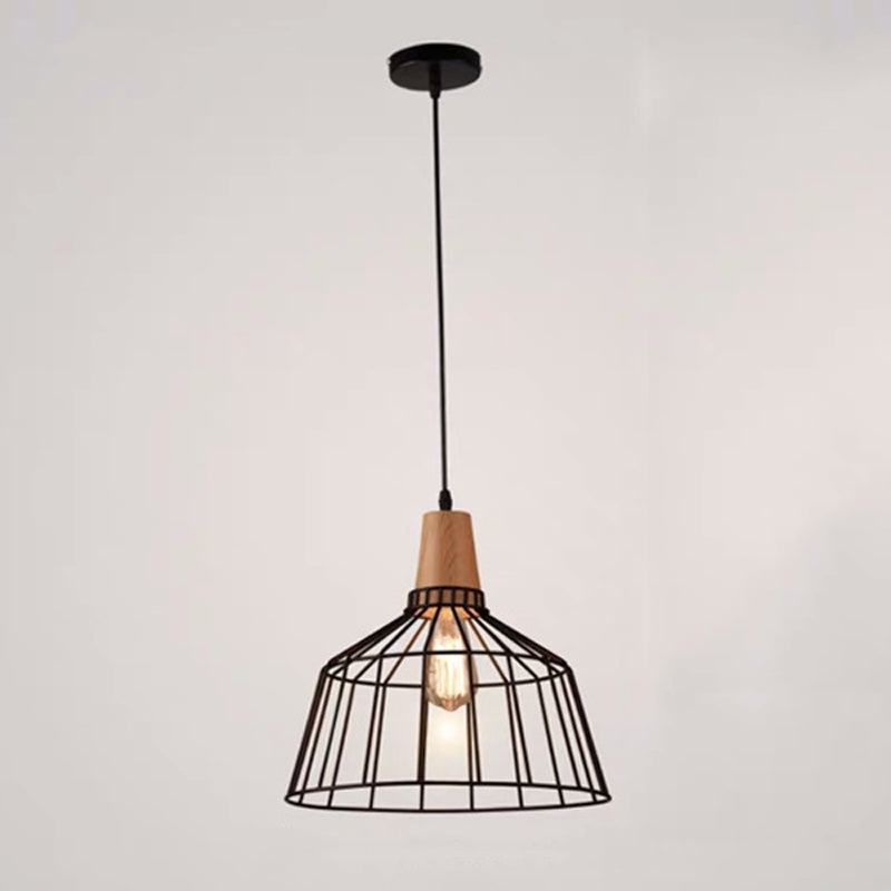 E27 retro industrialna lampa sufitowa, kreatywne zawieszenie klatki dla ptaków, puste metalowe zawieszenie, czarny żyrandol