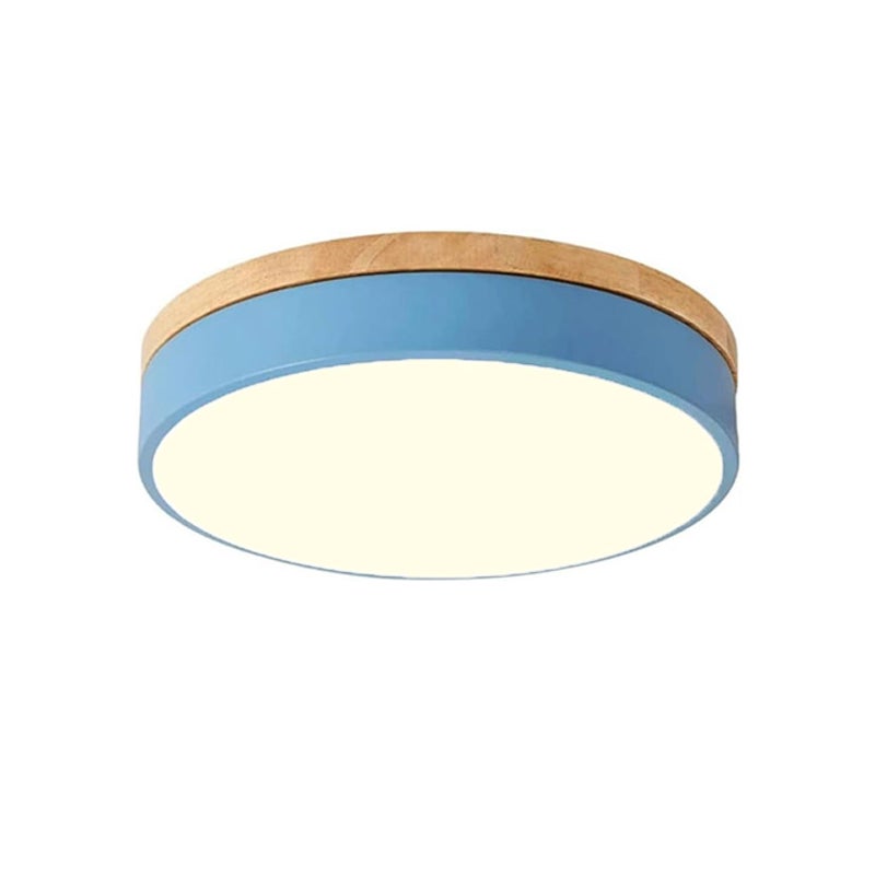 Niebieska lampa sufitowa LED, nowoczesna okrągła lampa sufitowa, lampa balkonowa, lampa do sypialni, lampa do korytarza, 30 cm, 24 W (światło ciepłe)