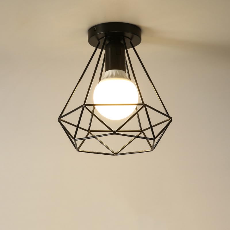 Sufitowa klatka świetlna w stylu retro kwadratowa żelazna lampa sufitowa industrialna odpowiednia do salonu jadalni przedpokoju bez żarówki