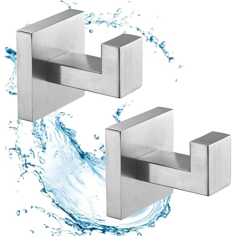 2-częściowy haczyk łazienkowy ze szczotkowanego niklu, haczyki na ręczniki, haczyki ścienne, stal nierdzewna