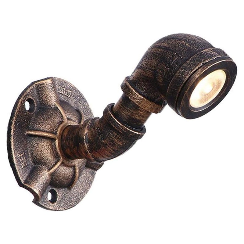 Kinkiet z żelaza w stylu loftowym, styl retro vintage industrial, styl steampunk, dioda LED 3 W, metalowy kinkiet