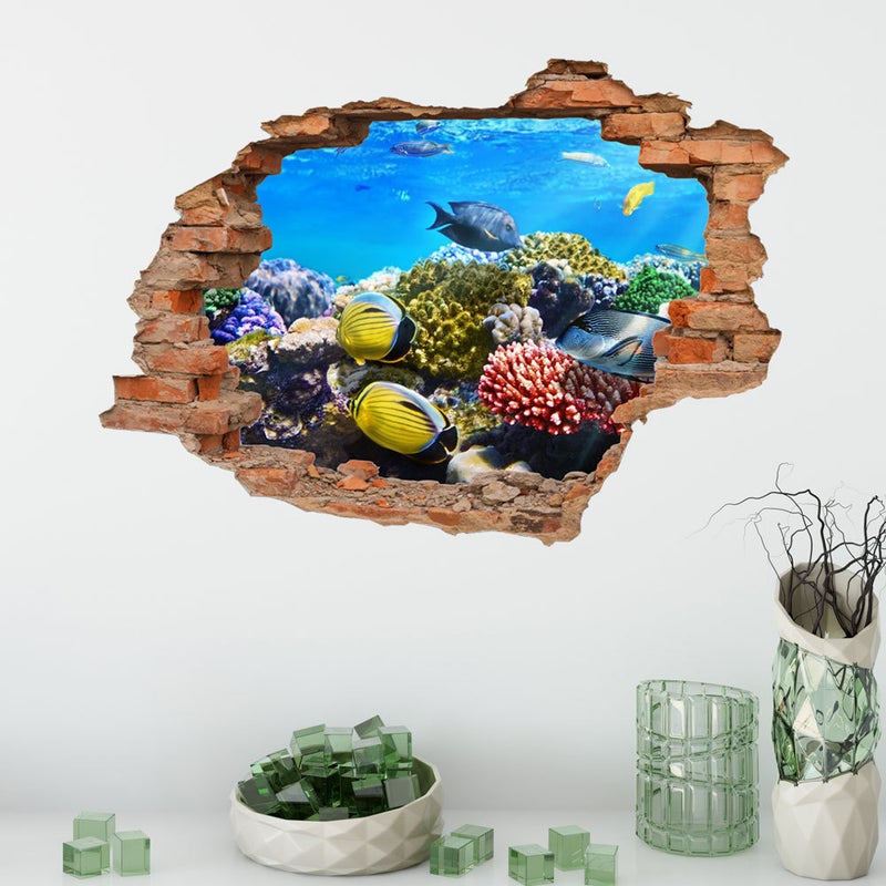 Naklejka ścienna 3D Motif trou de mur (ryba)