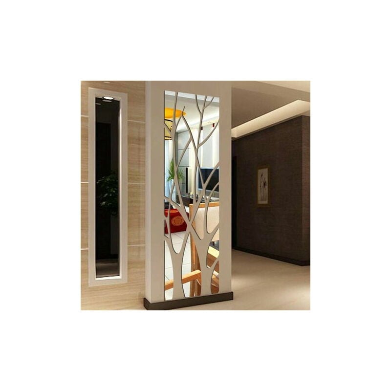 3D Mirror Removable Wall Sticker Art Naklejka ścienna do dekoracji sypialni w salonie (100 * 28 cm srebrny)