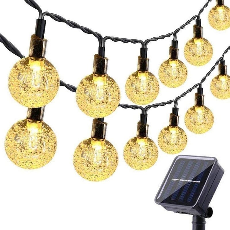 Zewnętrzne lampki solarne, 7M 50 LED, wodoodporne lampki solarne, 8 trybów świecenia, zewnętrzne lampki solarne do ogrodu (Ciepła Biel)