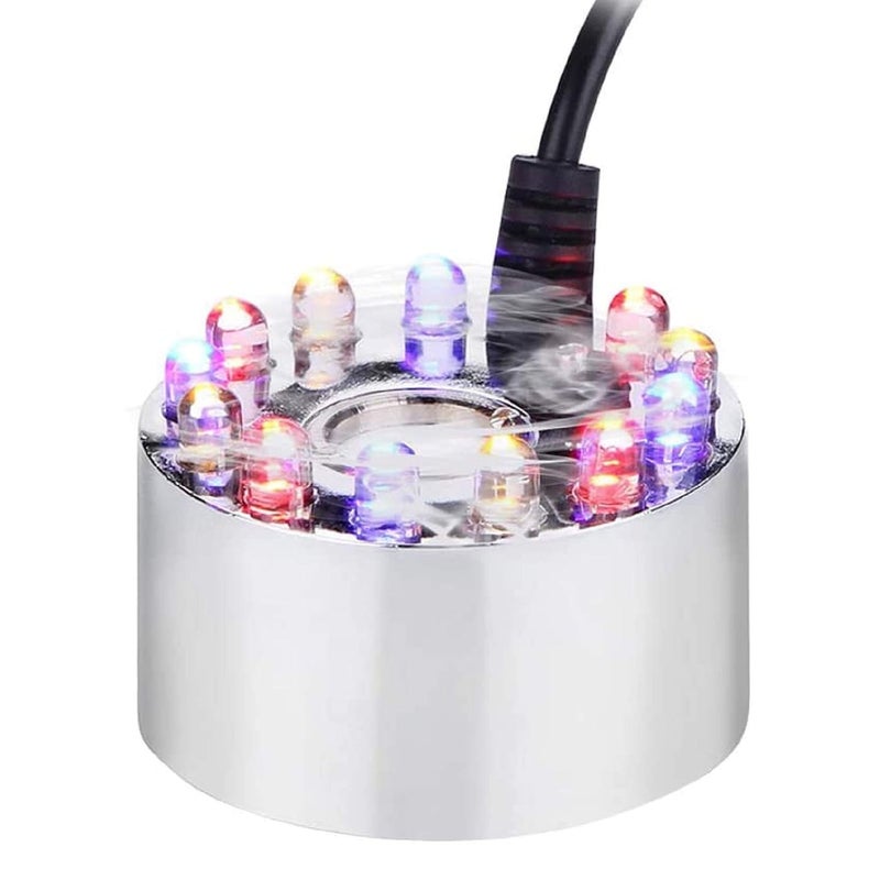 Opryskiwacz akwariowy, 12 zmieniających kolor świateł LED, opryskiwacz ultradźwiękowy, do fontann basenowych wewnętrznych i zewnętrznych