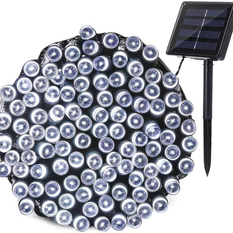 Zewnętrzna lampa solarna w formie girlandy LED wodoodporna świąteczna girlanda świetlna trybów świecenia lampki dekoracyjne do ogrodu biała