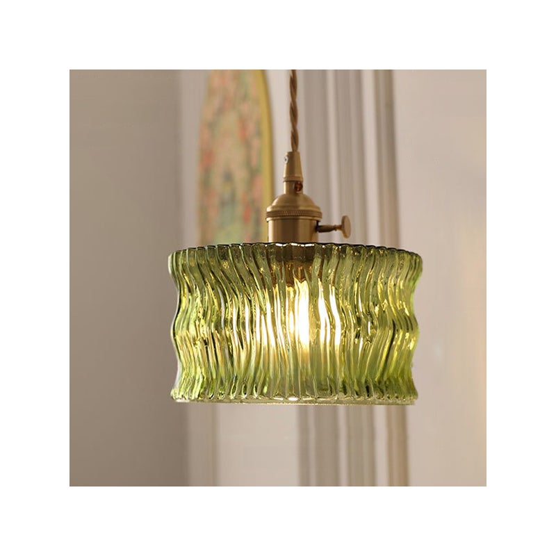 Lampa wisząca w stylu vintage Abażur ze szkła falistego Nowoczesny styl skandynawski Idealna na balkon wejście Regulowana Bez żarówki
