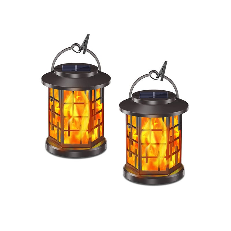 Zewnętrzne lampy solarne, 2 sztuki, dekoracyjne oświetlenie ogrodowe, wodoodporne IP65, latarnie LED, lampki imitujące płomień, lampki nocne