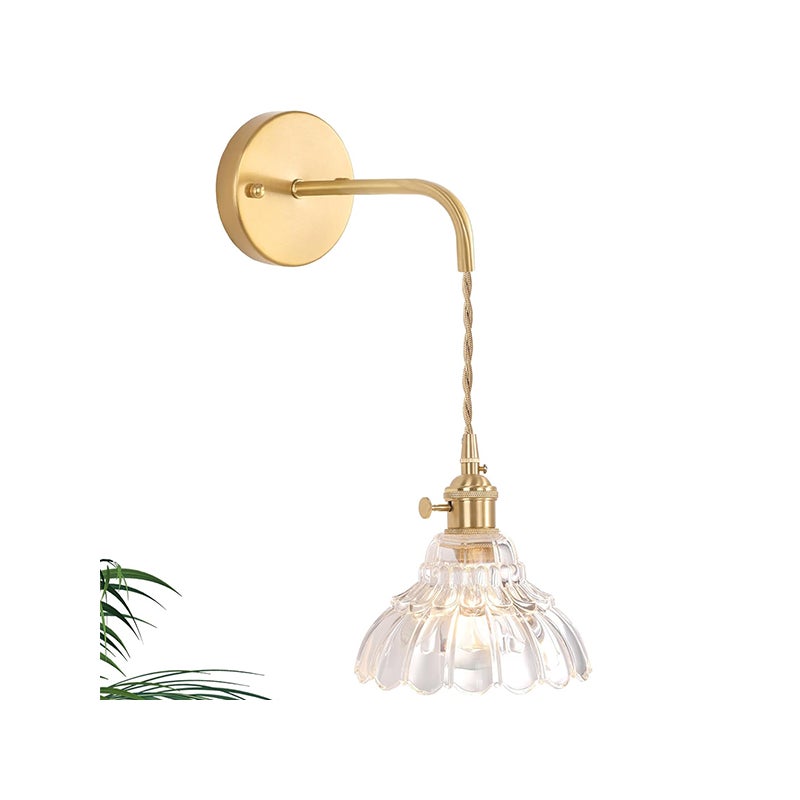 Dekoracyjny kinkiet ścienny Kwiat ze szkła - LED 4W 2700K w zestawie - Lampa wisząca w stylu vintage z włącznikiem - Do sypialni i salonu