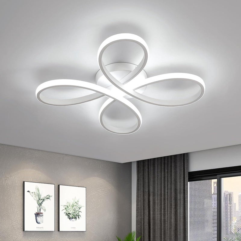 Lampa sufitowa LED 40W, Kreatywna lampa sufitowa w kształcie kwiatka, 6500K Zimne białe światło, Lampa sufitowa LED do sypialni (Biała, Śred. 40CM)