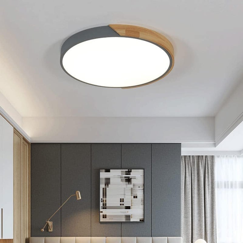 Lampa sufitowa LED 40CM, Metalowa lampa sufitowa, Nowoczesna lampa sufitowa, Szare światła dekoracyjne, Białe światło 6000K (36W)