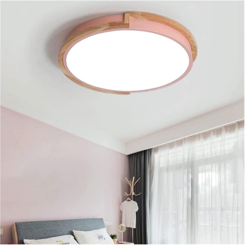 Okrągła lampa sufitowa 24 W, nowoczesna lampa sufitowa LED, ściemnialna w trzech kolorach, odpowiednia do korytarza, salonu i sypialni (różowa, 30 cm)