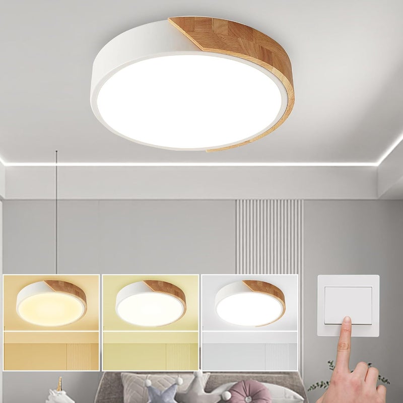 Plafon LED, nowoczesny plafon 25W, ściemnialny trójkolorowy, biały, odpowiedni do jadalni, salonu, kuchni