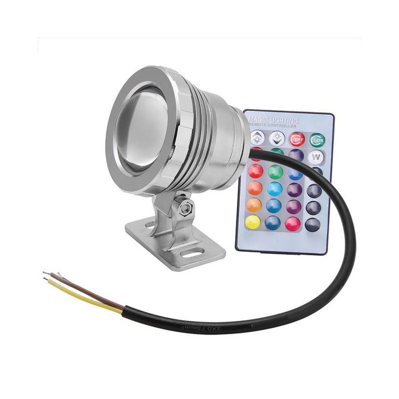 Wodoodporny, wielokolorowy reflektor ogrodowy LED RGB AC/DC 12 V do oświetlenia podwodnego (srebrny)