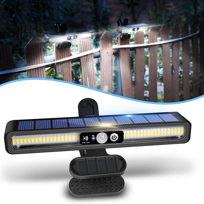 Zestaw 1 wodoodpornej lampki solarnej z klipsem i czujnikiem ruchu, 36 diod LED, 6000 K, do montażu na ogrodzeniu, w garażu i na kempingu.