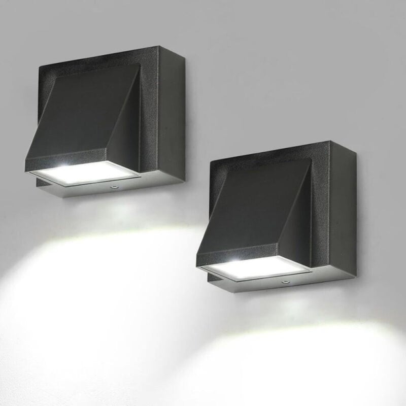 Zestaw 2 lamp zewnętrznych naściennych LED, wodoszczelne, IP65, światło białe 3W, 6500K, odpowiednie do ogrodów, werand i garaży.