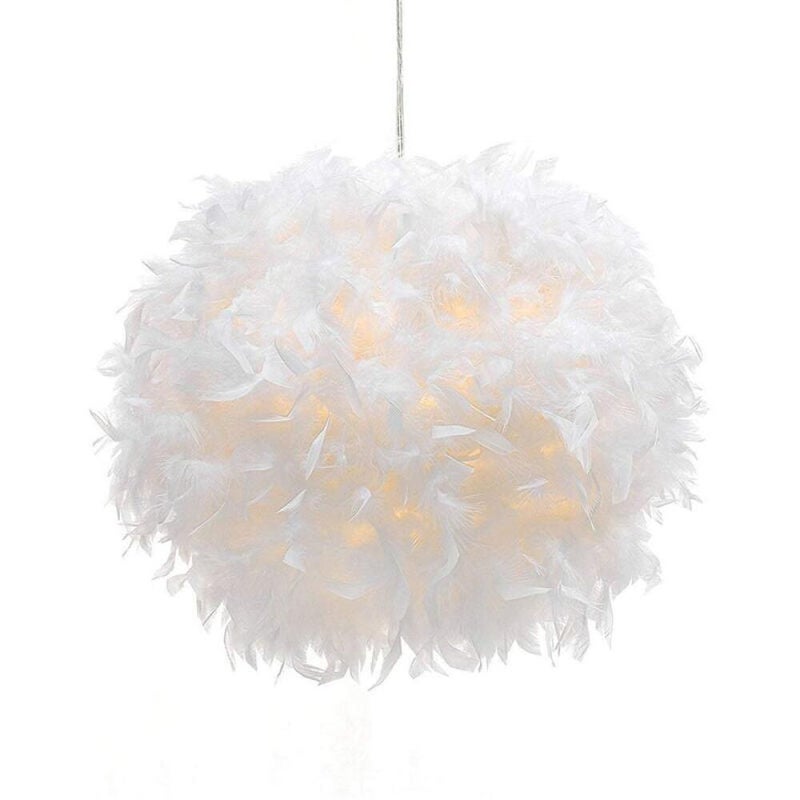 30 cm lampa wisząca Feather Ball E27 do pokoju dziecięcego, salonu, biała