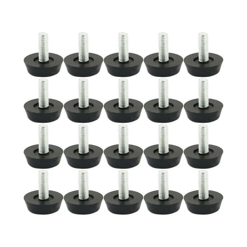 Zestaw 20 regulowanych nóżek poziomujących do mebli, M6 x 20 mm, nóżki regulowane, stopy meblowe, nogi stołowe, podstawy krzeseł